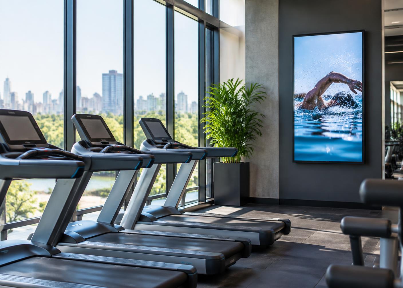 Fitness-center media environment